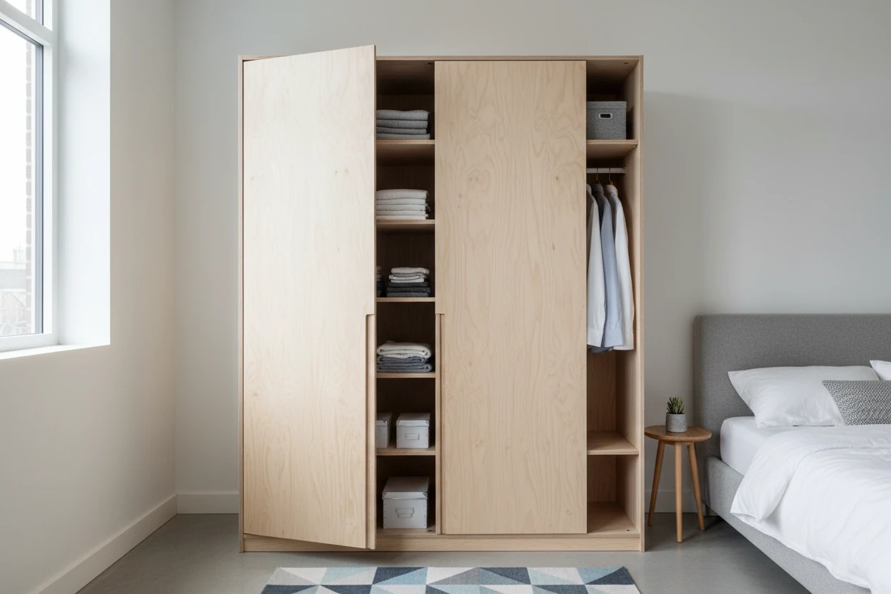 Free-standing-birch-plywood-wardrobe-with-doors-and-internal-shelving